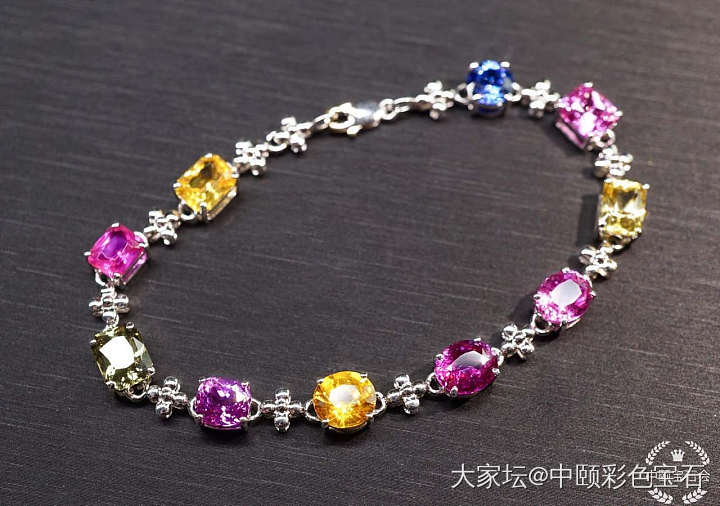 ##中颐旗舰出品天然彩色蓝宝石手链##  18K白金镶嵌_手链蓝宝石名贵宝石