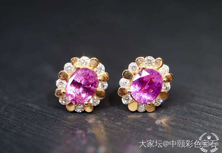 ##中颐天然粉色蓝宝石耳钉##  2.20ct_耳钉蓝宝石名贵宝石