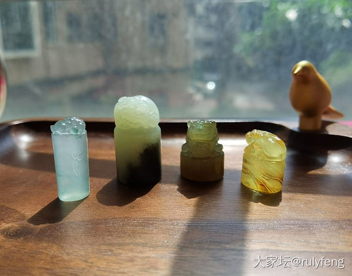 4个小印章+1只猫_翡翠琥珀蜜蜡印章