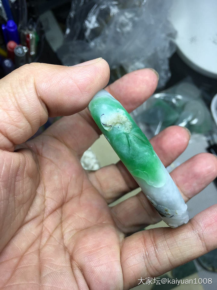 挺坎坷的一次套手镯_半成品翡翠