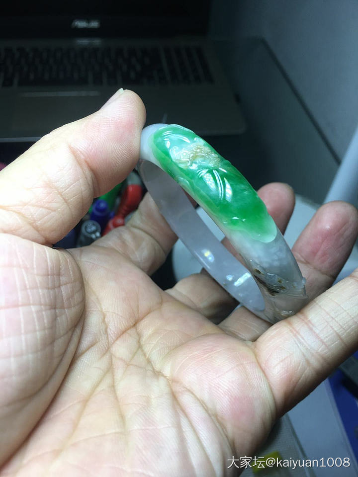 挺坎坷的一次套手镯_半成品翡翠