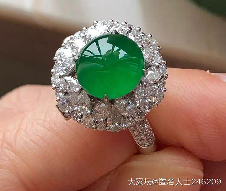 实物是这个颜色。。我就是拍不出来，。_戒指翡翠