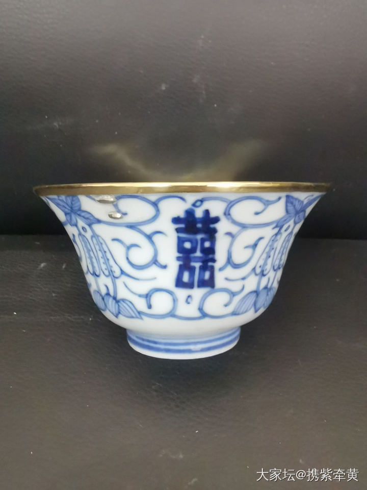 清中缠枝莲青花茶碗包个口_瓷器