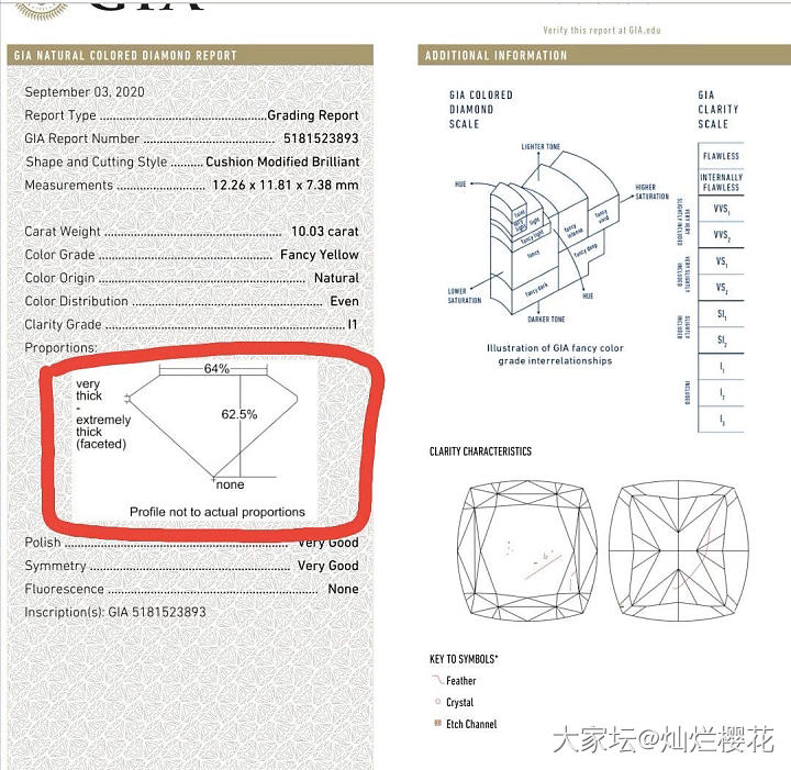 10.03克拉 Fancy Yellow I1 2VG N
实物比挺多Si2 还..._彩钻异形钻