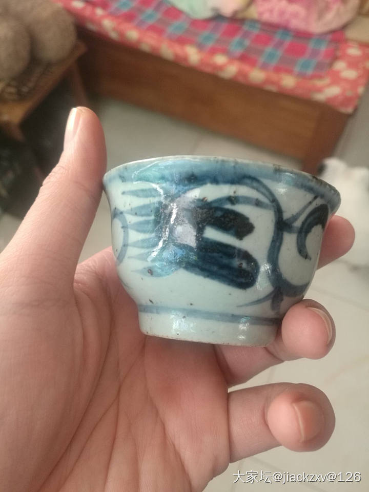 元代青花酒杯_陶瓷