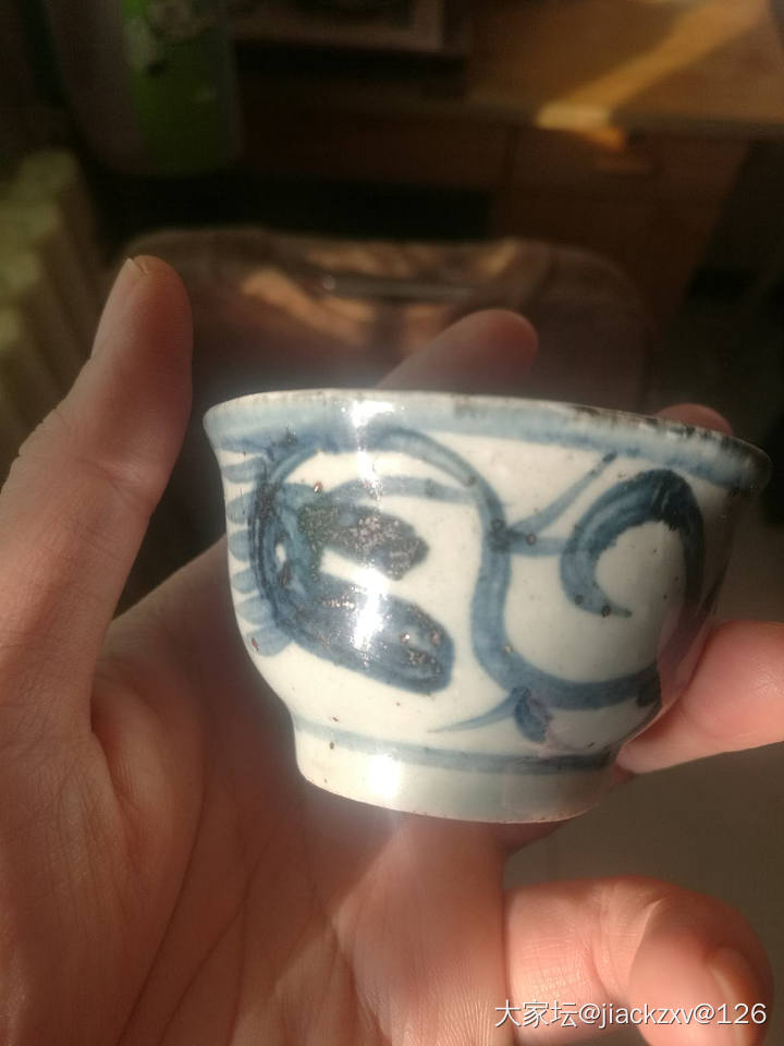 元代青花酒杯_陶瓷