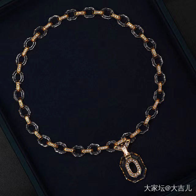 白水晶 18k 钻石 vintage项链_古董首饰