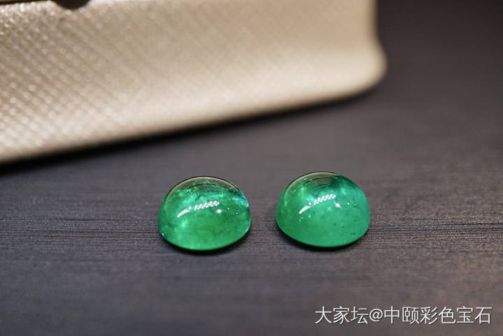 ##中颐天然哥伦比亚蛋面祖母绿 一对##  3.81ct_祖母绿名贵宝石