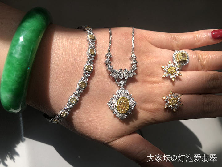 终于找回自己的老号了，重新晒今天带的一套黄灿灿_手链耳钉项链彩钻