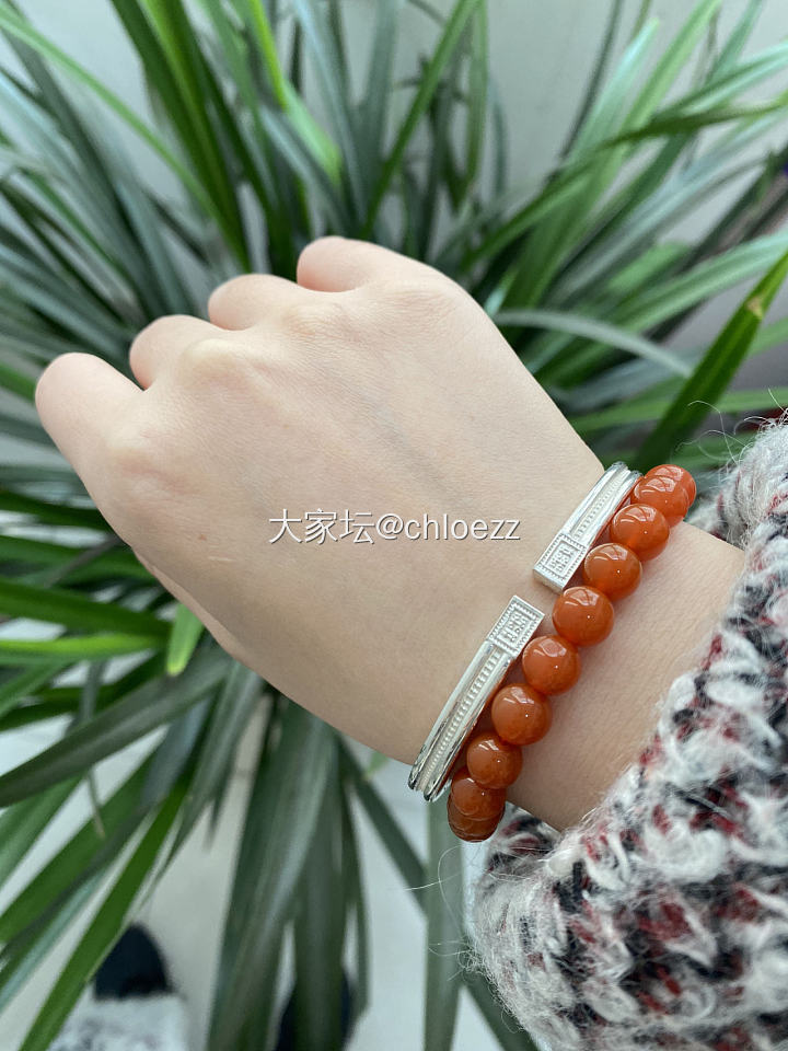 手腕OOTD
现在还只习惯左手戴东西
最近入坑银镯，订了一支张宝源的双尖
也许右...