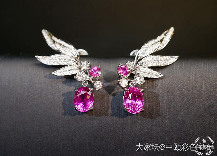 ##中颐天然粉色蓝宝石耳坠##  4.31ct 一对_耳饰蓝宝石名贵宝石