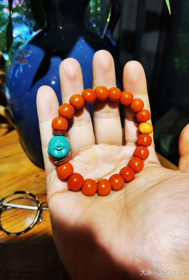 又下雨，盘串喝茶比较舒服_珠串松石玉石玉髓玛瑙