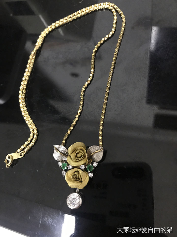 一条绝美的玫瑰花钻石项链_项链钻石金