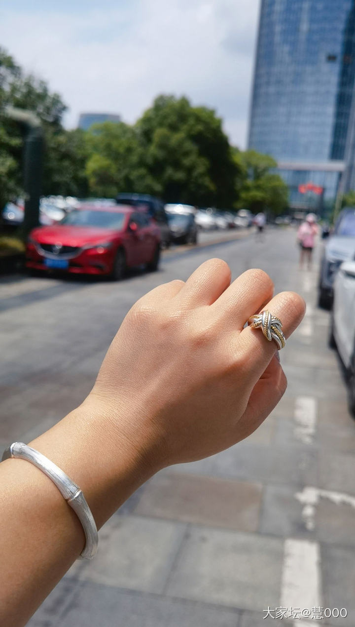 枯竹银镯+中古tiffany戒指_戒指手镯蒂芙尼银