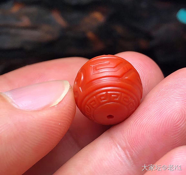 博古纹珠、满[色]满肉 尺寸14.8mm_南红