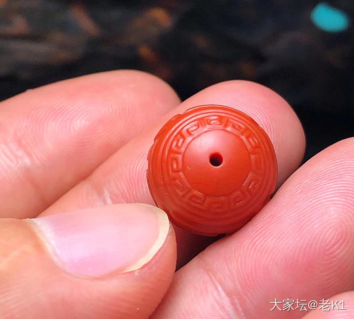 博古纹珠、满[色]满肉 尺寸14.8mm_南红