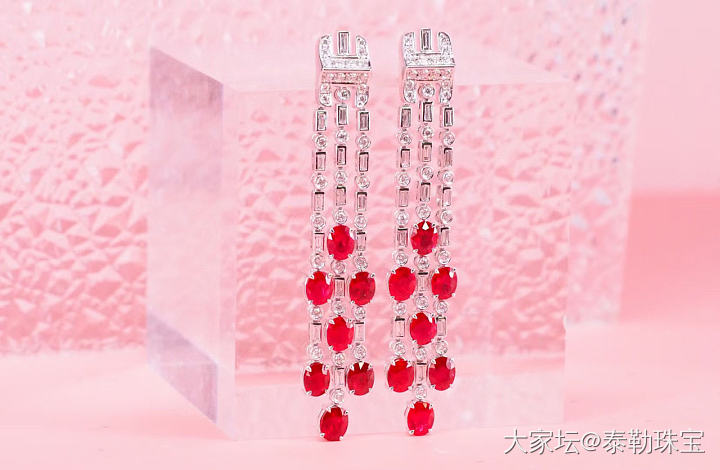 【泰勒彩宝】5.95ct红宝石耳坠_名贵宝石