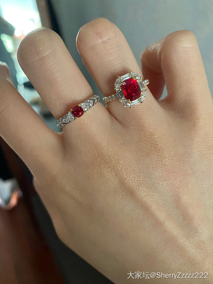 三枚红红_红宝石尖晶石戒指