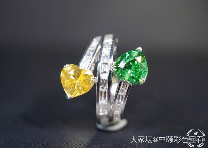##中颐VIP定制欣赏##  双色彩色宝石戒指_沙弗莱彩色宝石蓝宝石名贵宝石