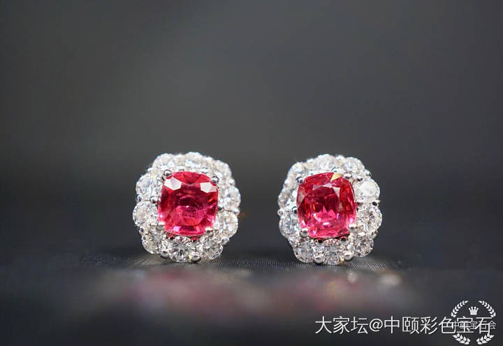 ##中颐天然缅甸红尖晶耳钉##  1.29ct_尖晶石彩色宝石