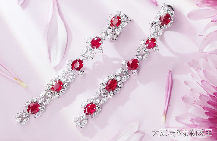 【泰勒彩宝】4.58ct缅甸红宝石耳坠_名贵宝石