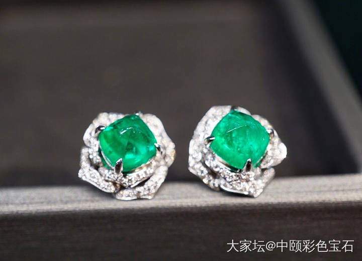 ##中颐天然哥伦比亚祖母绿耳钉##  2.81ct_祖母绿名贵宝石