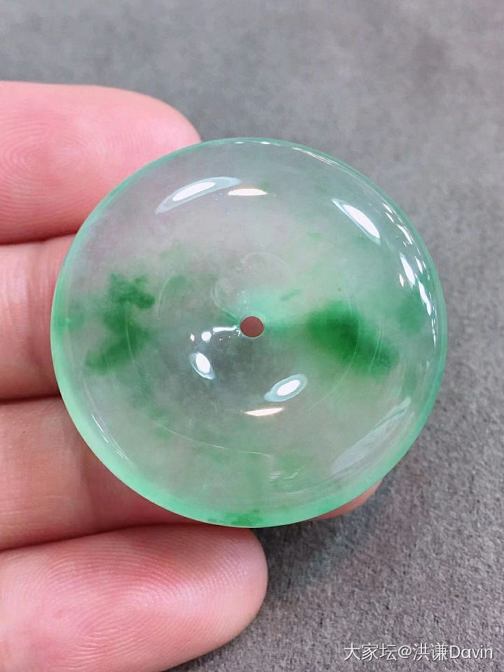 冰晴飘花大平安扣，完美色辣，尺寸：31.8/6.5_翡翠