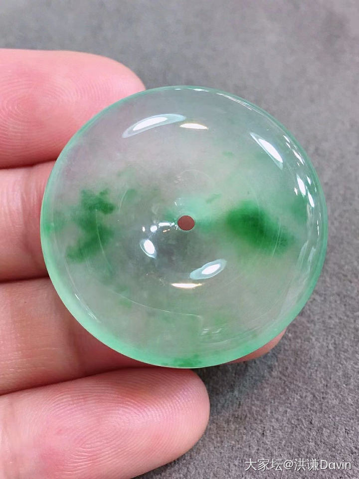 冰晴飘花大平安扣，完美色辣，尺寸：31.8/6.5_翡翠