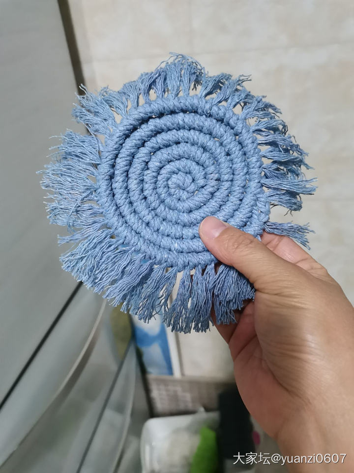 编了个杯垫_手工diy