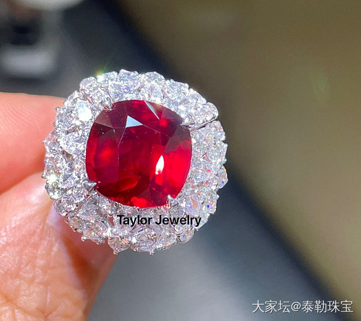 【泰勒彩宝】7ct➕无烧鸽血红戒指 收藏精品_戒指红宝石