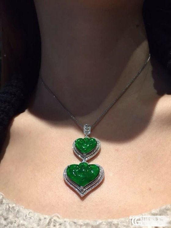 翡翠绿蛋戒指18k,全新...帝王绿满绿爱心吊坠。。_珠宝