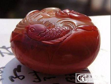 纯正荔枝冻南红雕件—荷塘月色！_南红
