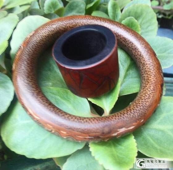 竹皮包紫檀老扳指_珠宝