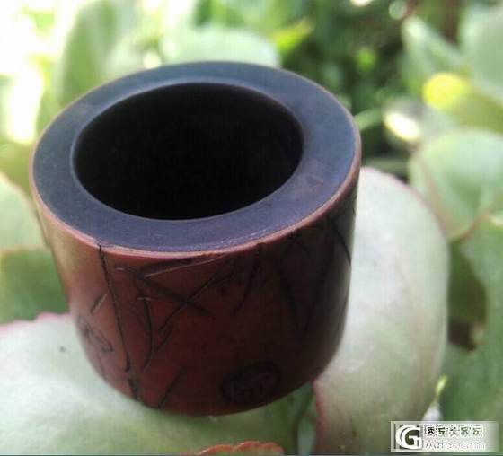竹皮包紫檀老扳指_珠宝
