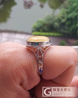 925银镶琥珀戒指，200元2只还包邮；油青翡翠片料_有机宝石