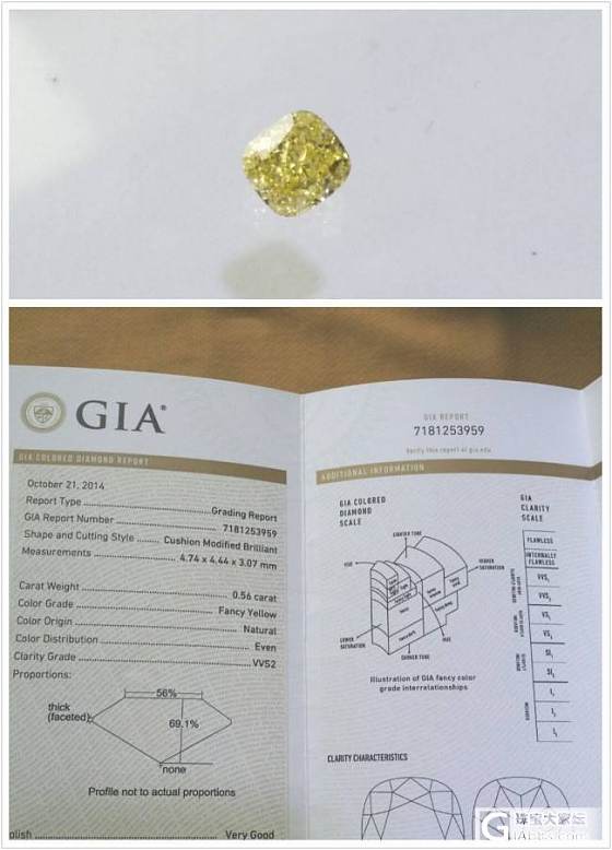 出售 0.56 FY VVS2 VG VG N 颜色很正小黄钻_钻石