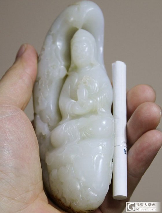 和田白玉【玉友园】387克“荷叶观音”_玉石