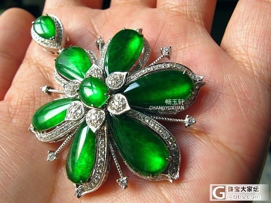 【珑藏出品】翡翠A货高翠六瓣花形挂坠_翡翠