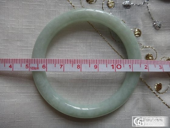 入门级-整条淡淡果绿满绿圆条镯子_翡翠