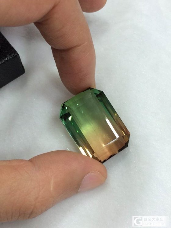 新入一粒双色碧玺 57.9CT 全净无暇 够大，够收藏！_刻面宝石碧玺