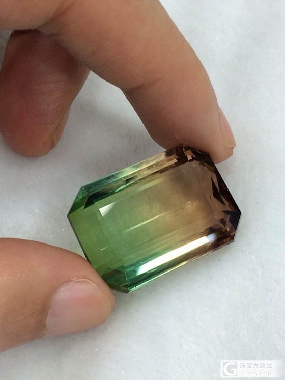 新入一粒双色碧玺 57.9CT 全净无暇 够大，够收藏！_刻面宝石碧玺