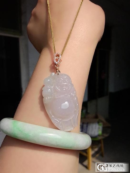 淘的二手翡翠A货淡紫罗兰老坑冰糯种逍遥佛站佛吊坠_翡翠