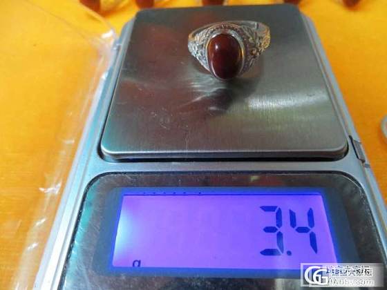 南红松石镶嵌999银戒_银