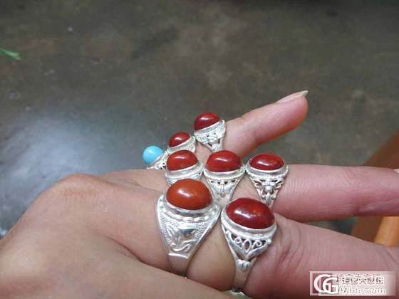 南红松石镶嵌999银戒_银