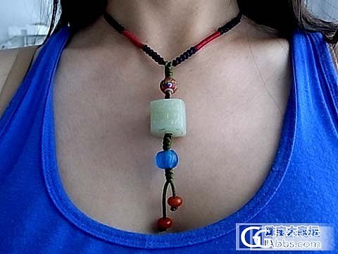 和田玉配琉璃编织项链_和田玉