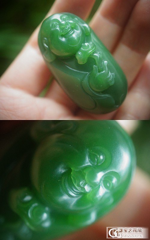名家碧玉弥勒，脸部很生动。_碧玉
