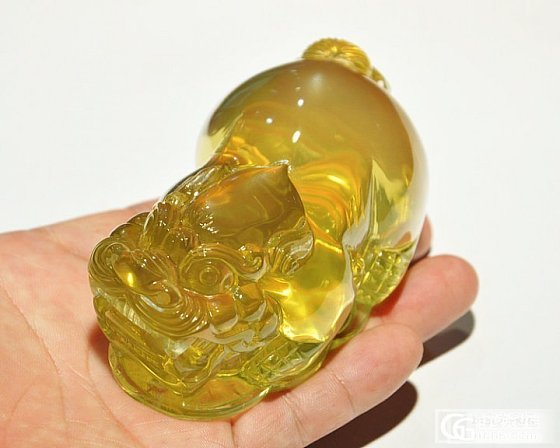 极品完美黄水晶貔貅摆件_宝石