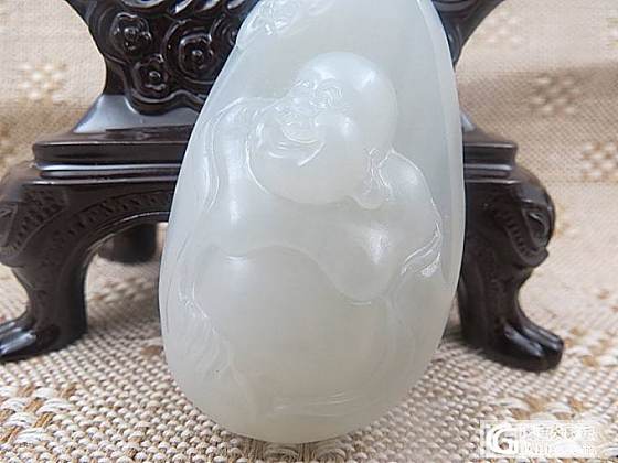 纯手工雕刻正宗和田昆仑料笑佛挂件_玉石