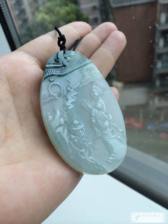 转让翡翠细糯飘花大件—拜月图_翡翠