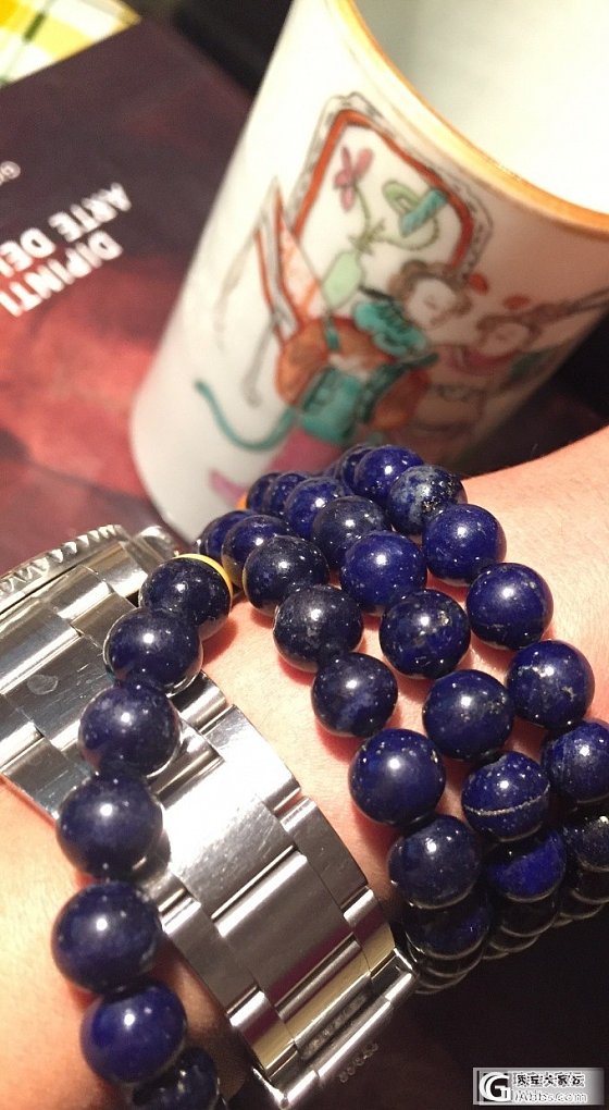 一些不怎么好看的青金老珠子，配了俩蜜蜡珠一克珊瑚，自己DIY了一条108_青金石